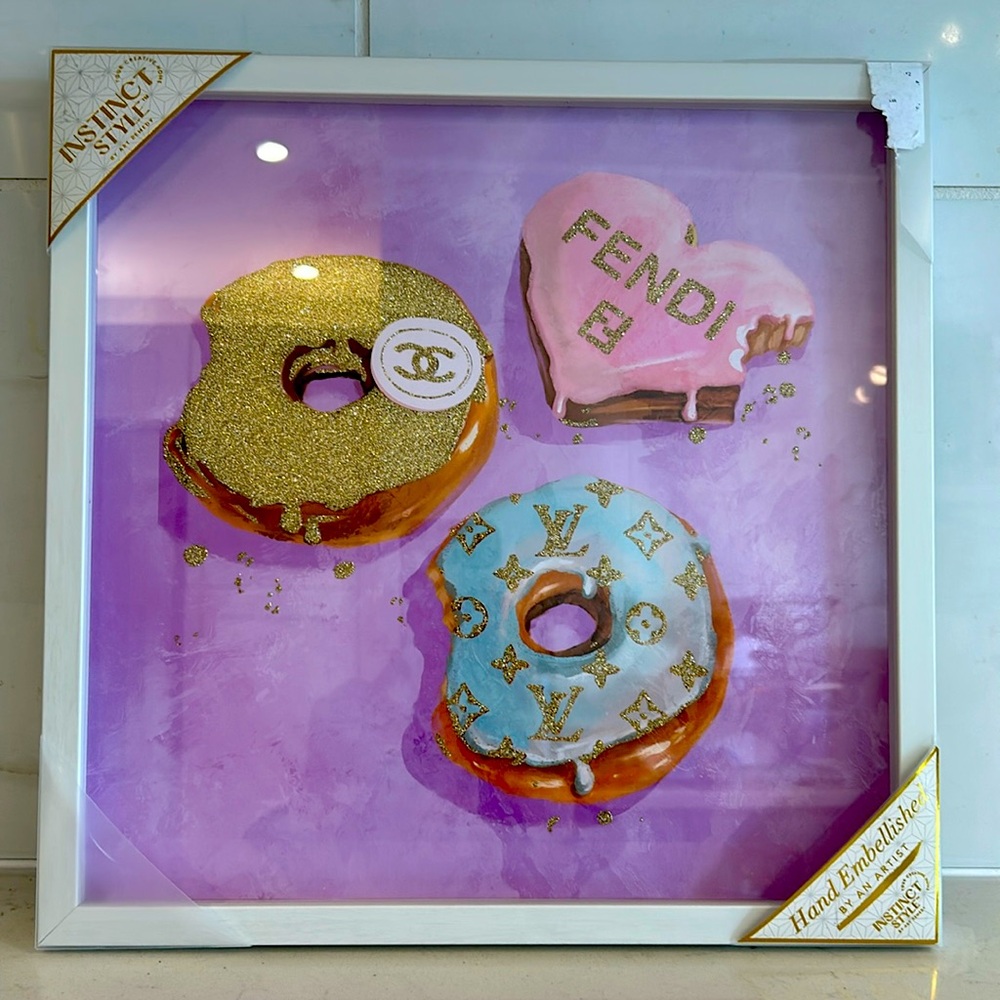 Luxury design art print !! Cutest decor! DONUTS AND sprinkles !!!!14x14 frame
